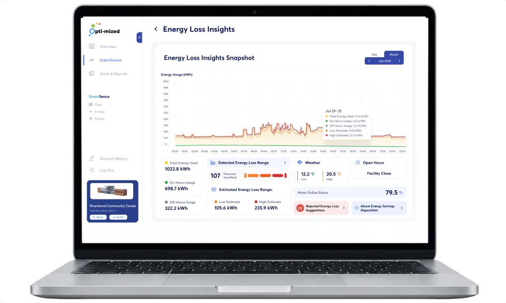 Energy Loss Insights snapshot on a laptop