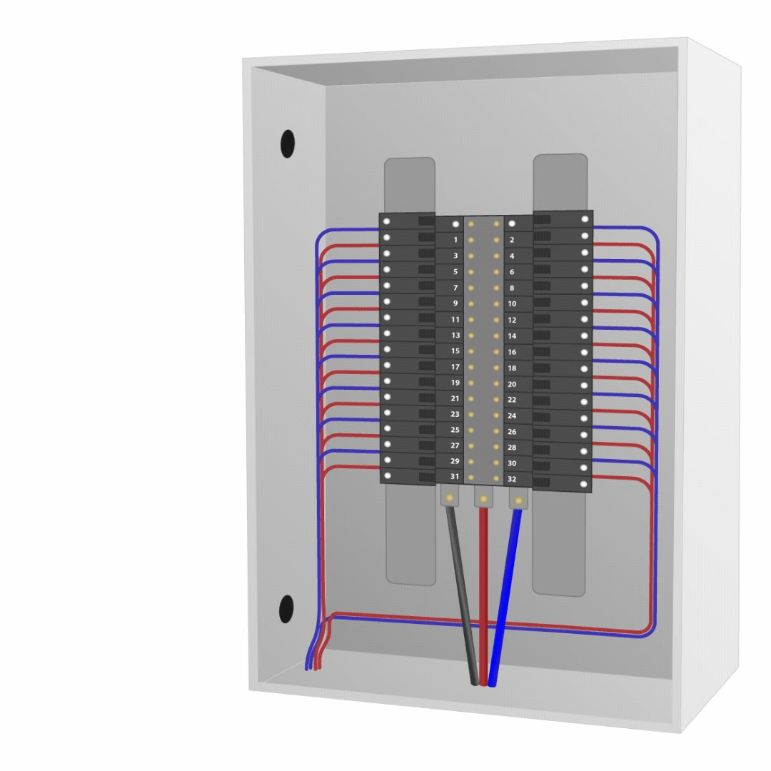 CT clamps clipped onto circuit breaker wires