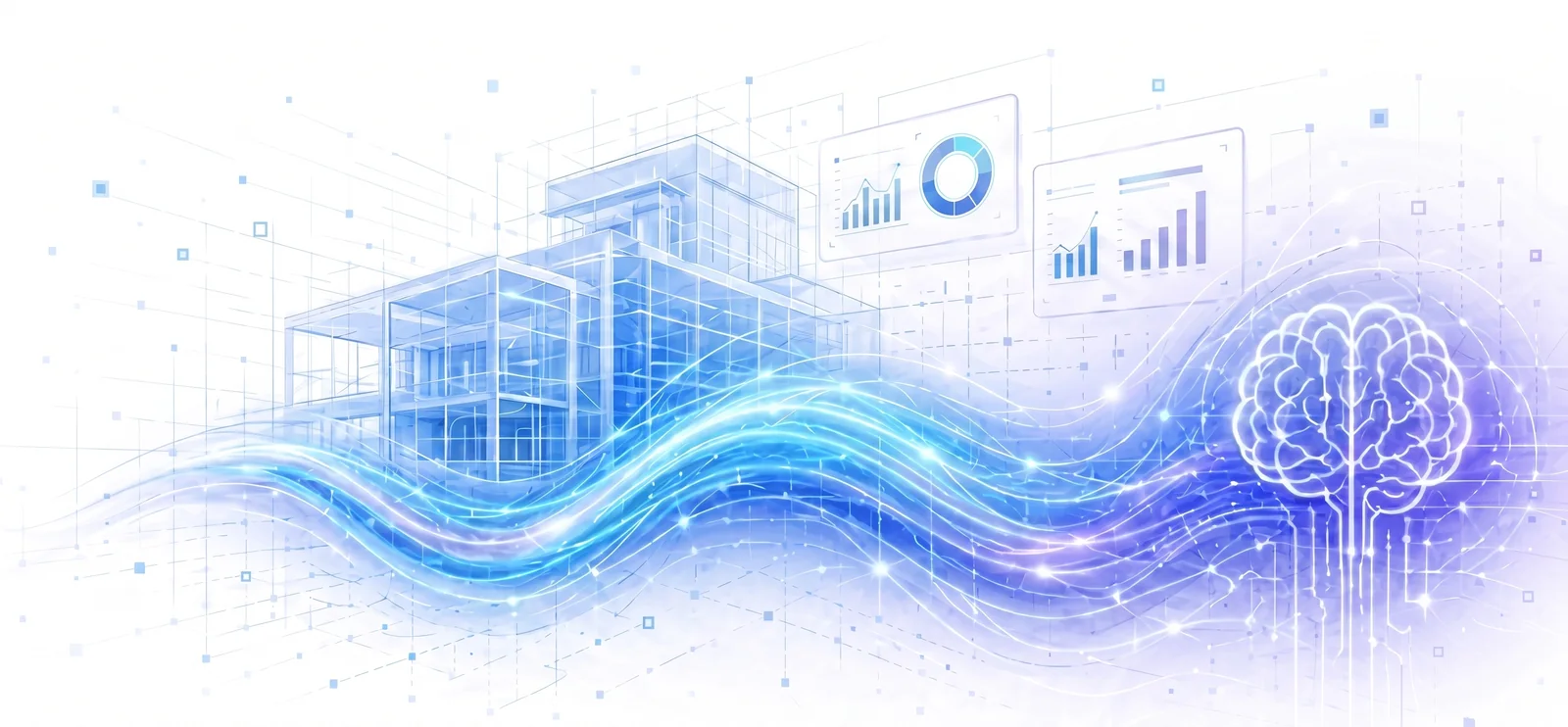 A facility and its data flowing into a learning brain