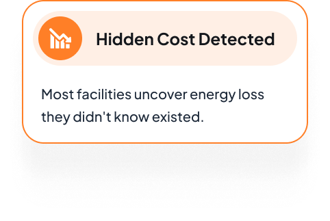 Hidden Cost Detected: most facilities uncover energy loss they didn't know existed.