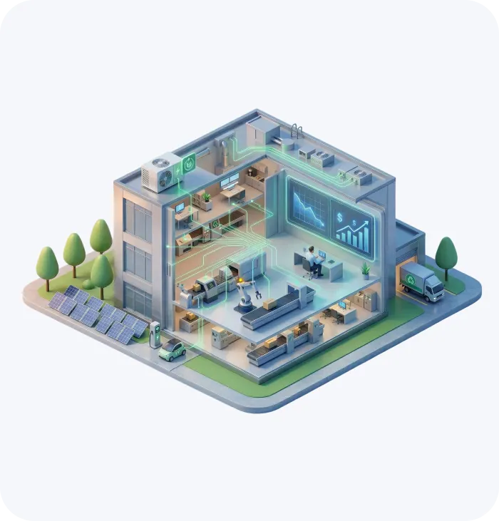Facility cut-away showing energy systems